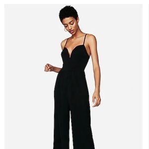 Express Black Jumpsuit V Wire Wide Leg